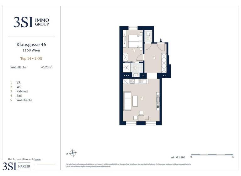 Wohnung zum Kauf - Erstbezug 239.000 € 2 Zimmer 45,2 m² 2. Geschoss Klausgasse 46 Wien 1160