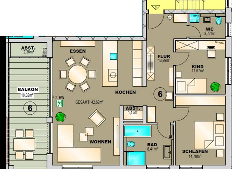 WG-Zimmer zur Miete 1.295 € 3,5 Zimmer 107,9 m² Geschoss 1/3 frei ab 01.07.2026 Gailingen am Hochrhein 78262