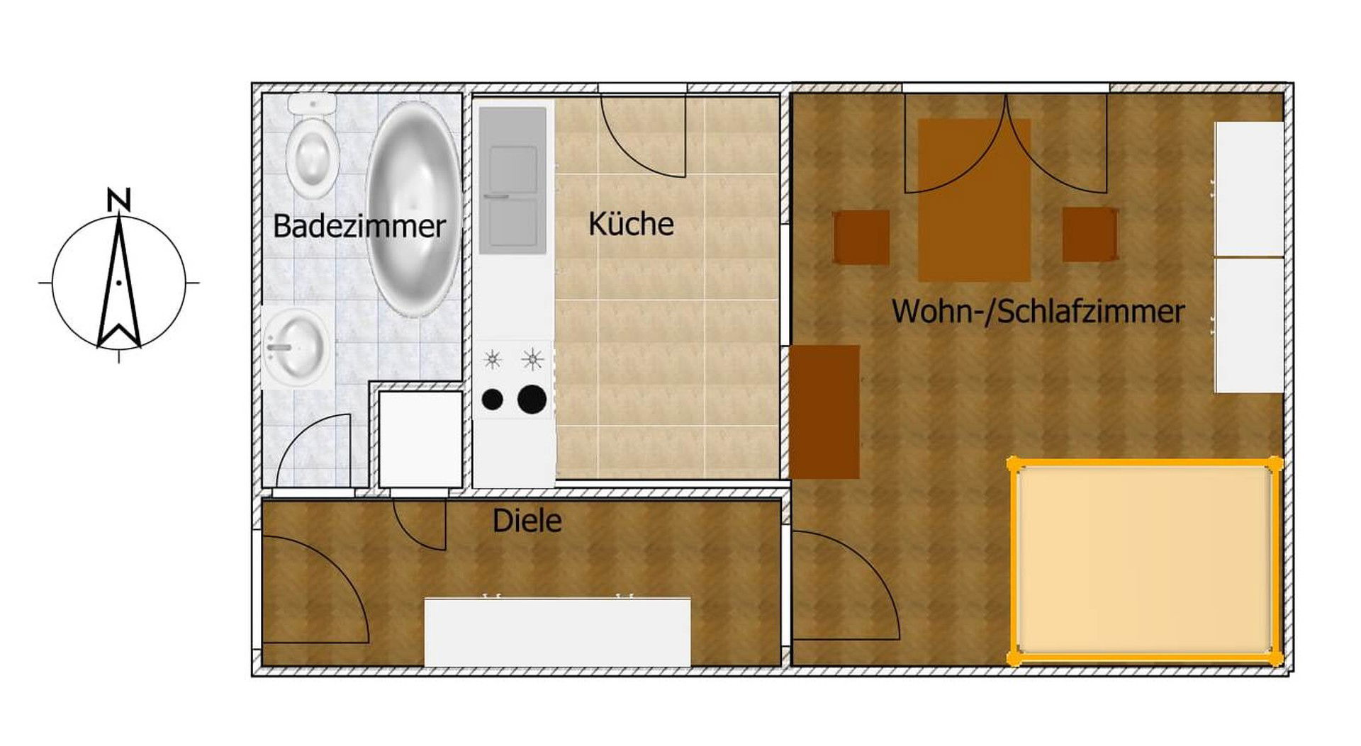 Wohnung zur Miete 360 € 1 Zimmer 35 m²<br/>Wohnfläche EG<br/>Geschoss Höhfeldstraße 13 Neviges-Nordrath Velbert 42553