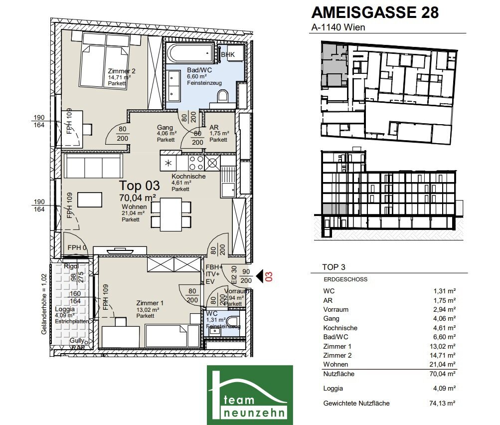 Wohnung zum Kauf provisionsfrei 468.150 € 3 Zimmer 70,6 m²<br/>Wohnfläche EG<br/>Geschoss Ameisgasse 28 Wien 1140