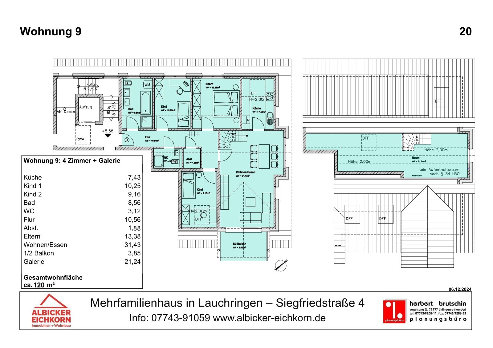 Wohnung zum Kauf provisionsfrei 544.500 € 5 Zimmer 121 m²<br/>Wohnfläche 3.<br/>Geschoss Siegfriedstr. 4 Unterlauchringen Unterlauchringen 79787