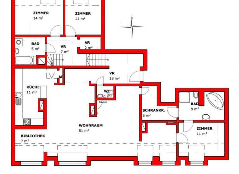Wohnung zum Kauf 1.250.000 € 5 Zimmer 176 m² 3. Geschoss Wien 1130