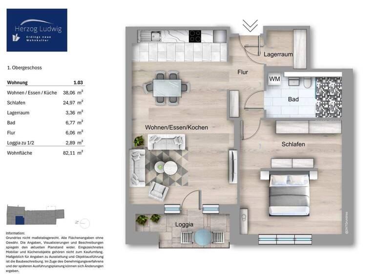 Wohnung zum Kauf provisionsfrei 659.900 € 2 Zimmer 82,1 m² 1. Geschoss Haager Straße 11 Altenerding Erding 85435