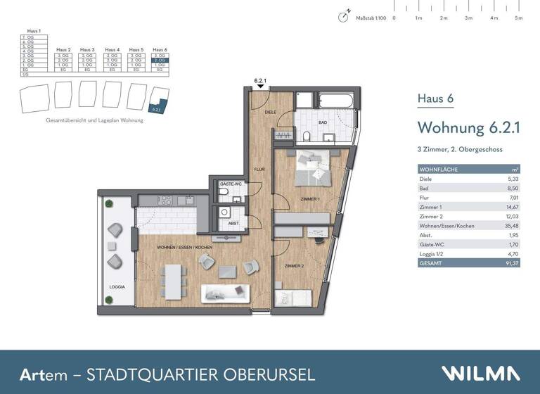 Wohnung zum Kauf - Erstbezug provisionsfrei 535.000 € 3 Zimmer 91,4 m² Nassauer Straße 1 Oberursel 61440