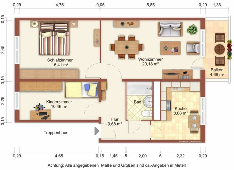 Wohnung zur Miete 545 € 3 Zimmer 68,2 m² 3. Geschoss Fritz-Reuter-Straße 8 Gützkow 17506