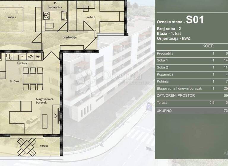 Wohnung zum Kauf 322.000 € 3 Zimmer 73 m² 1. Geschoss Trogir