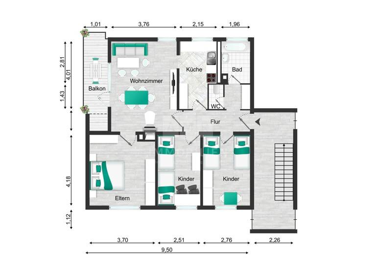 Wohnung zum Kauf 223.000 € 4 Zimmer 79 m²<br/>Wohnfläche 3.<br/>Geschoss Friedrichshafen Friedrichshafen 88045