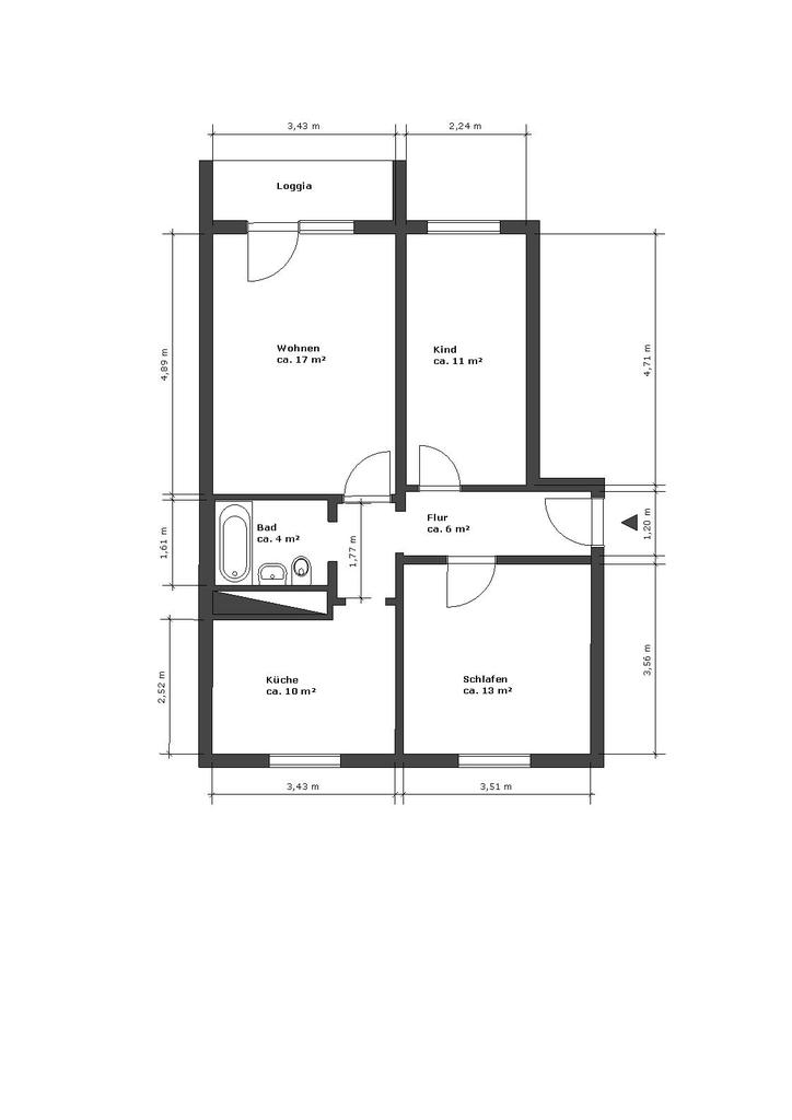 Wohnung zur Miete 319 € 3 Zimmer 60,7 m²<br/>Wohnfläche 5.<br/>Geschoss B.-Brecht-Str. 9 Vetschau Vetschau/Spreewald 03226