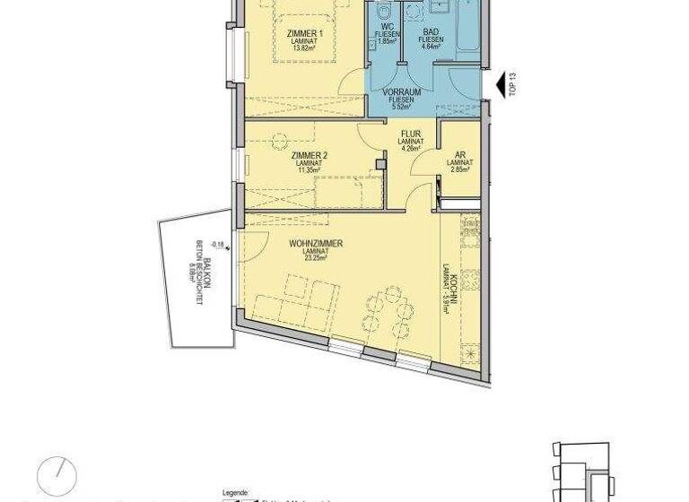 Wohnung zur Miete - Erstbezug 938 € 3 Zimmer 73,5 m² 1. Geschoss Stadionstraße Wiener Neustadt 2700