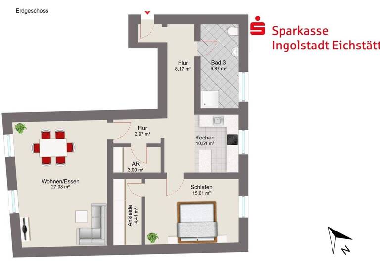 Wohnung zum Kauf 275.000 € 2 Zimmer 76 m² frei ab sofort Eichstätt 85072