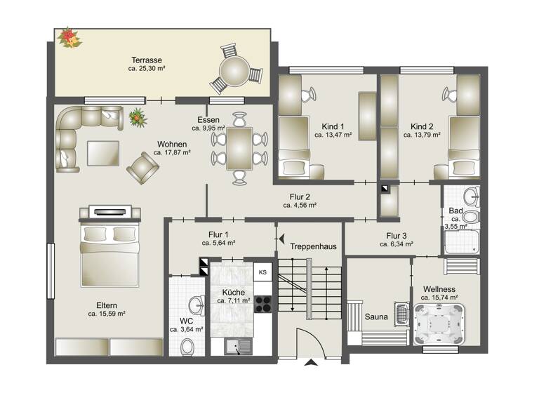 Wohnung zum Kauf 377.000 € 4 Zimmer 130 m²<br/>Wohnfläche EG<br/>Geschoss Bramsche Bramsche 49565
