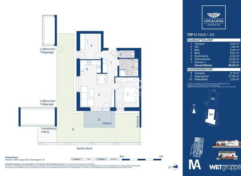 Wohnung zum Kauf - Erstbezug provisionsfrei 264.000 € 2 Zimmer 56,2 m² EG Langenlois 3550