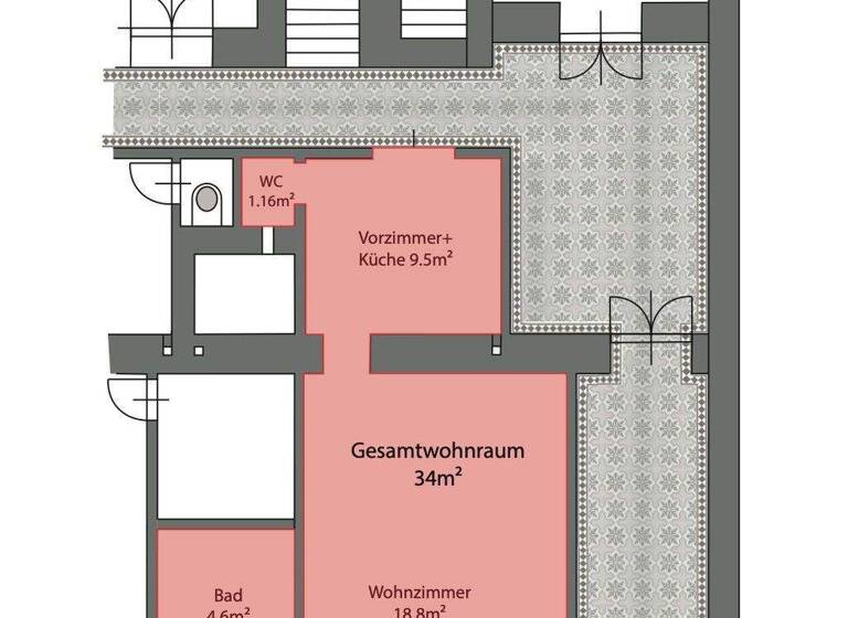 Studio zur Miete 712 € 1 Zimmer 34 m² EG Brehmstraße 4 Wien 1110