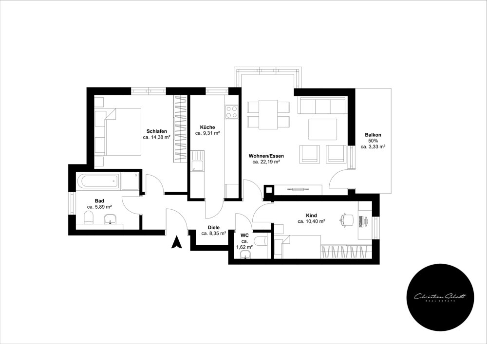 Wohnung zur Miete 825 € 3 Zimmer 74,8 m²<br/>Wohnfläche 1.<br/>Geschoss Erlenstraße 9 Zentrum Leipzig / Eutritzsch 04129