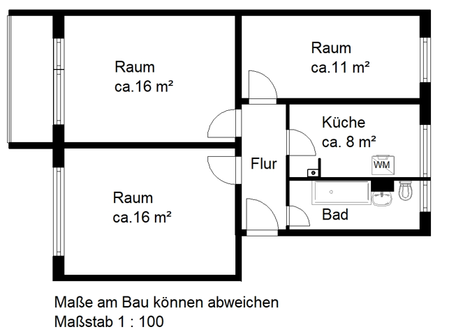 Wohnung zur Miete 378 € 3 Zimmer 60,9 m²<br/>Wohnfläche 5.<br/>Geschoss Hildesheimer Str. 46 Südstadt Halle (Saale) 06128