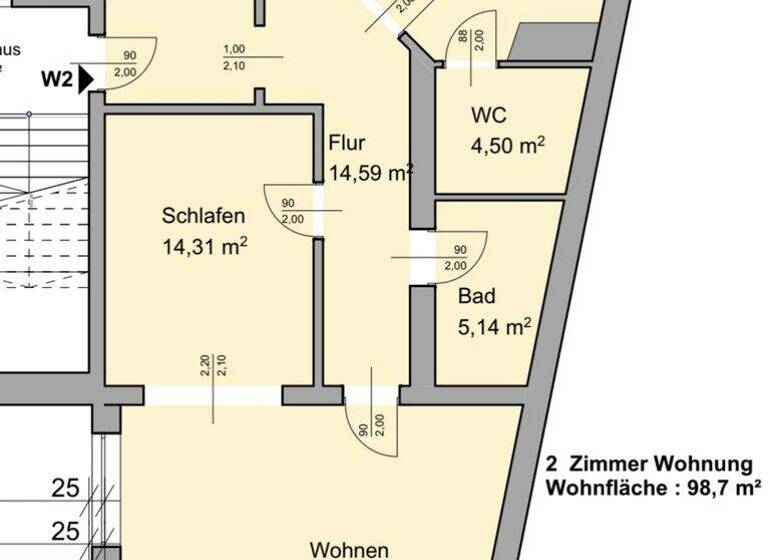 Wohnung zur Miete 1.000 € 2,5 Zimmer 98,7 m² 1. Geschoss frei ab sofort Vorderstraße 11 Kloppenheim Wiesbaden 65207