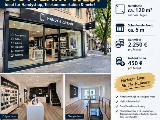 Laden zur Miete 2.250 € 118,3 m² Verkaufsfläche West West 70178