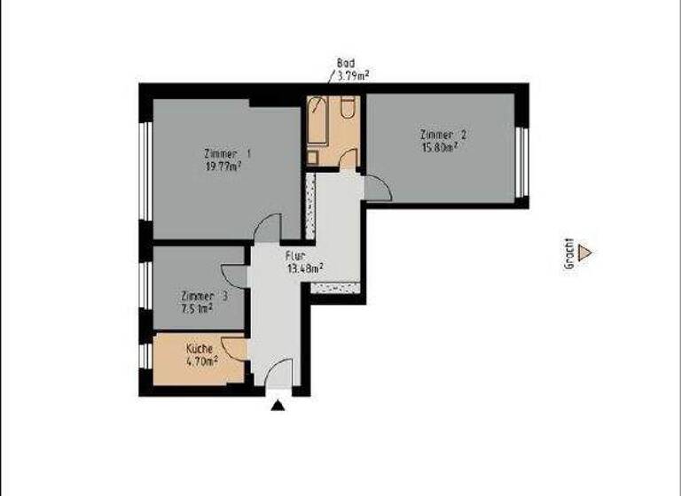 Wohnung zur Miete 549 € 3 Zimmer 65,1 m² frei ab sofort Gracht 3 Rheydt Mönchengladbach 41236