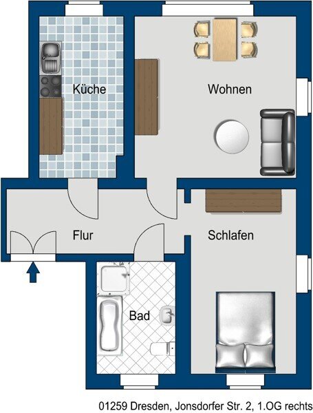 Wohnung zur Miete 574 € 2 Zimmer 65,6 m²<br/>Wohnfläche 1.<br/>Geschoss 31.12.2024<br/>Verfügbarkeit Jonsdorfer Str. 2 Großzschachwitz (Schweizstr.) Dresden 01259