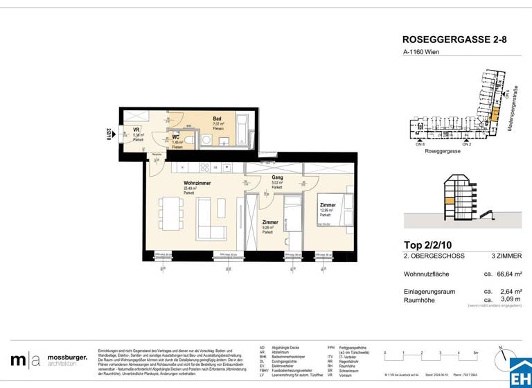 Wohnung zum Kauf - Erstbezug 379.800 € 3 Zimmer 66,6 m² 2. Geschoss Roseggergasse Wien 1160