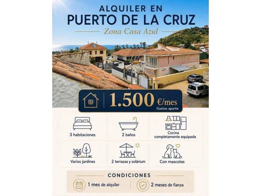 Haus zur Miete 1.500 € 3 Zimmer Puerto de la Cruz 38400
