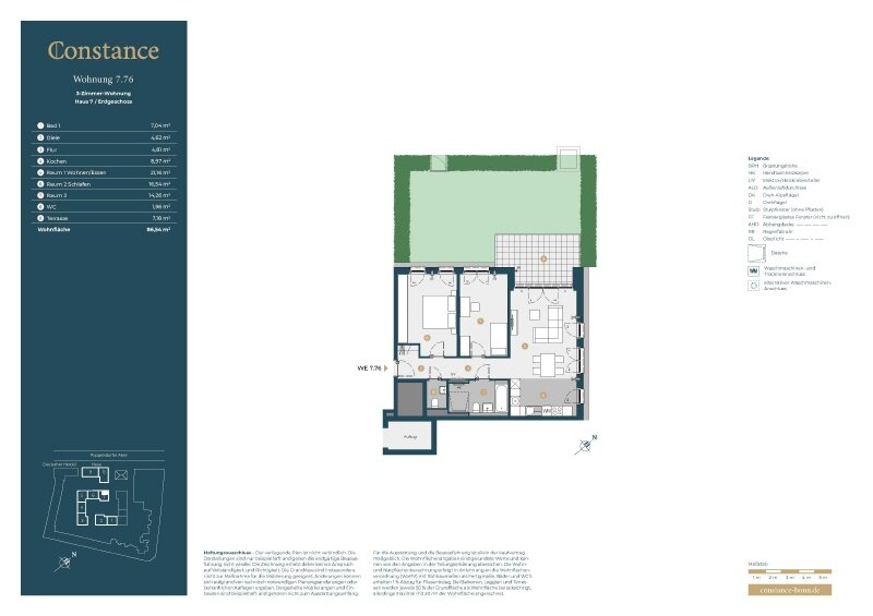 Wohnung zum Kauf provisionsfrei 599.000 € 3 Zimmer 86,5 m²<br/>Wohnfläche EG<br/>Geschoss Bonner Talviertel Bonn 53115