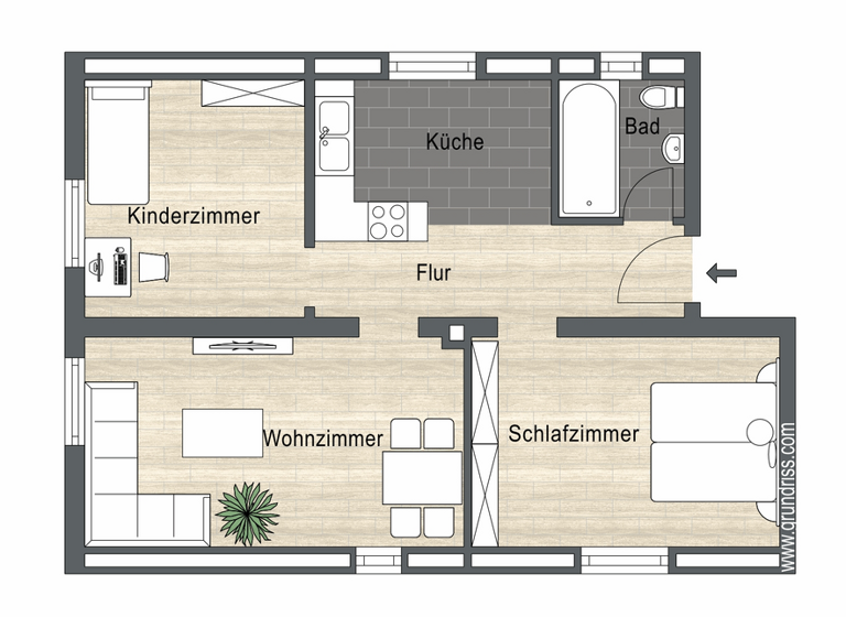 Wohnung zur Miete 689 € 3 Zimmer 51,5 m² 2. Geschoss frei ab sofort Scheideholzstieg 5 Neugraben-Fischbek Hamburg 21149