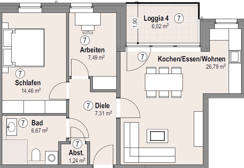 Wohnung zum Kauf provisionsfrei 264.845 € 3 Zimmer 67 m²<br/>Wohnfläche 2.<br/>Geschoss ab sofort<br/>Verfügbarkeit Wüllen Ahaus / Wüllen 48683