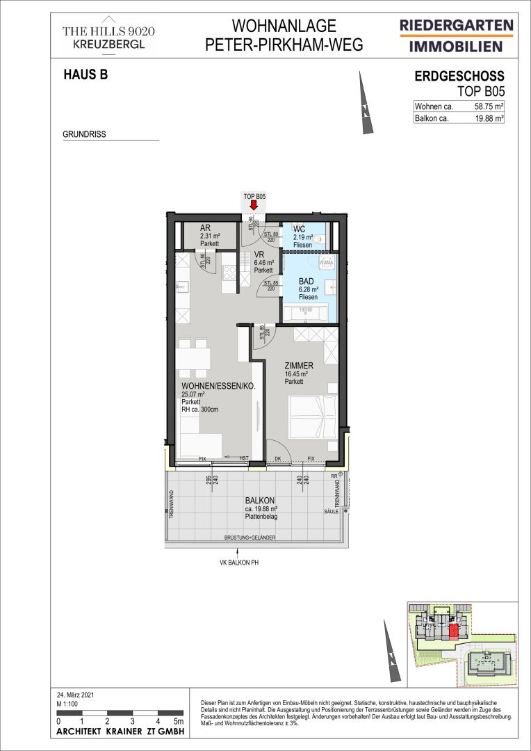 Wohnung zum Kauf provisionsfrei 450.000 € 2 Zimmer 58,8 m²<br/>Wohnfläche EG<br/>Geschoss Peter-Pirkham-Weg St. Martin Klagenfurt am Wörthersee 9020