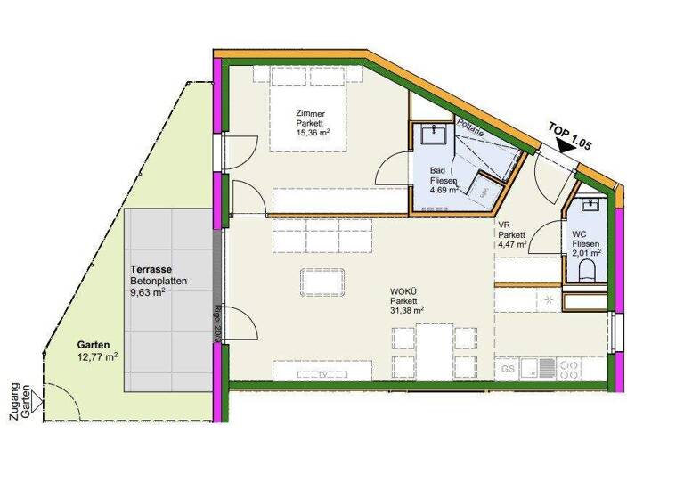 Wohnung zum Kauf - Erstbezug 298.900 € 2 Zimmer 57,9 m² EG Podersdorf am See 7141