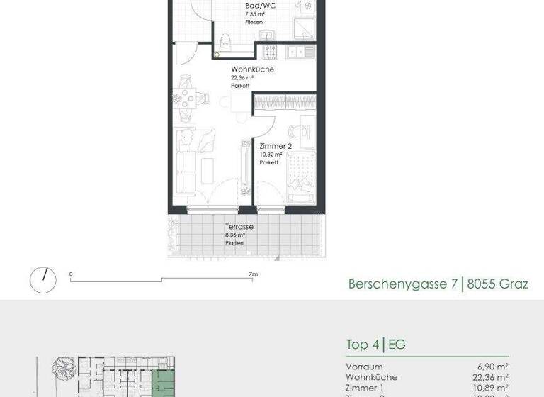 Wohnung zum Kauf - Erstbezug provisionsfrei 270.000 € 3 Zimmer 57,8 m² EG frei ab 01.06.2027 Berschenygasse 7 Puntigam Graz 8055