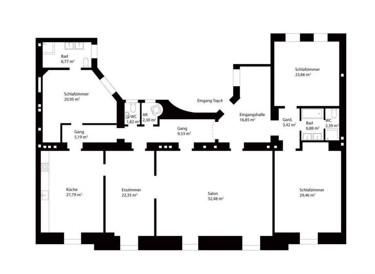 Wohnung zur Miete 3.689 € 6 Zimmer 230 m² 1. Geschoss Wien 1040