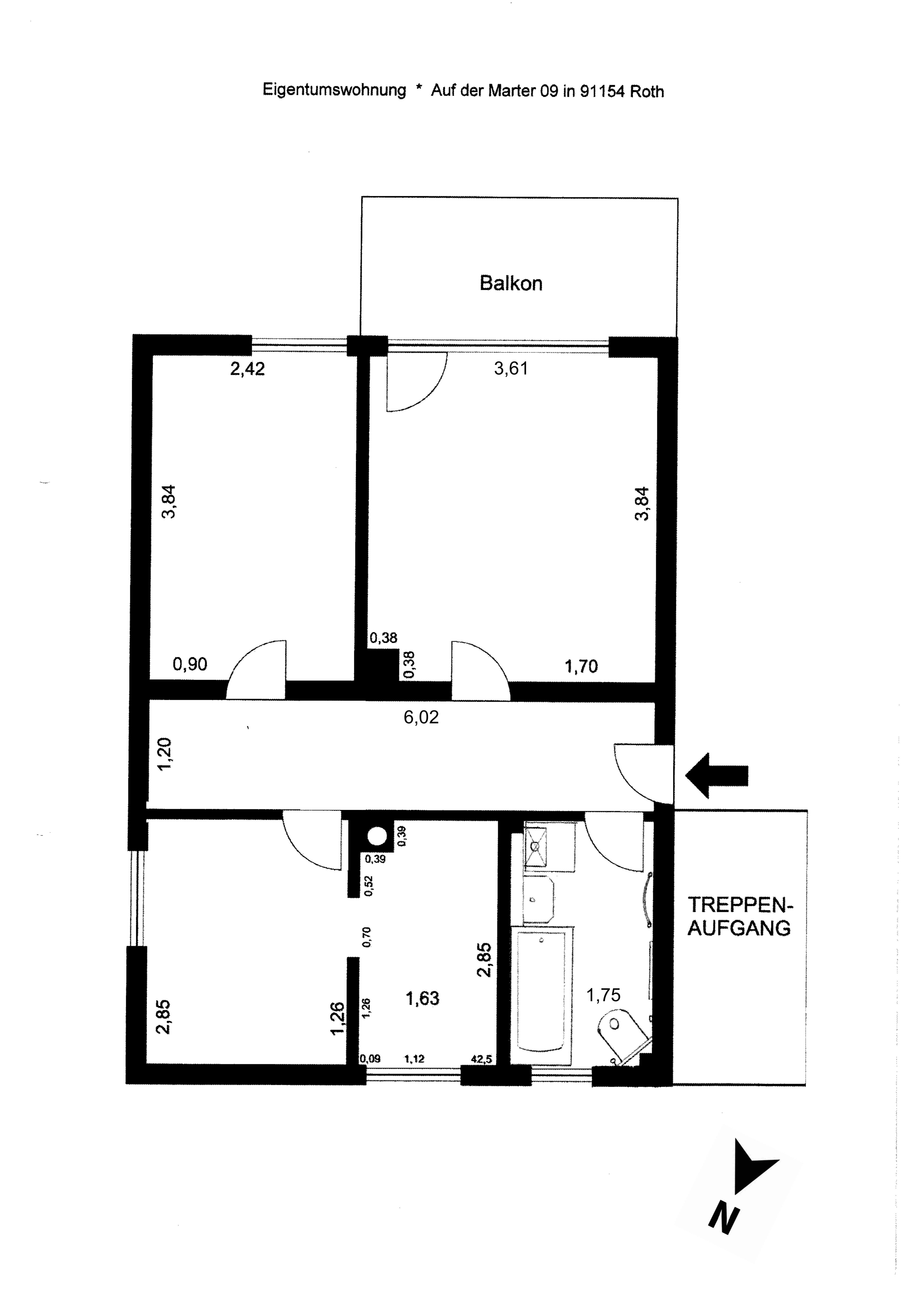 Wohnung zum Kauf provisionsfrei als Kapitalanlage geeignet 161.000 € 3 Zimmer 49 m²<br/>Wohnfläche Auf der Marter 9 Roth Roth 91154