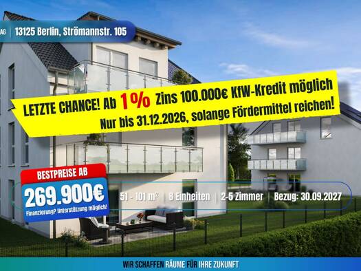 Penthouse zum Kauf - Neubau provisionsfrei als Kapitalanlage geeignet 549.900 € 5 Zimmer 101 m² Strömannstraße 105 Karow Berlin 13125