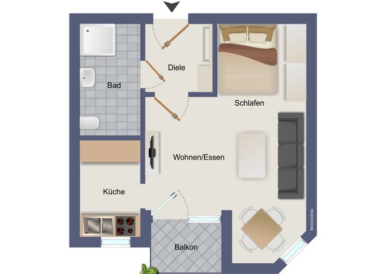 Wohnung zur Miete 540 € 1 Zimmer 39 m²<br/>Wohnfläche 1.<br/>Geschoss Trier-Süd Trier 54290