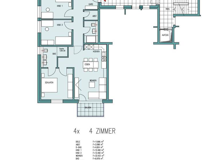 Wohnung zur Miete - Erstbezug 1.200 € 4 Zimmer 102 m² Much 53804
