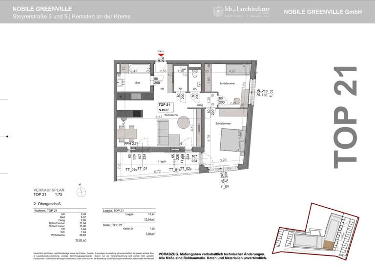 Wohnung zum Kauf - Erstbezug 310.000 € 3 Zimmer 72,9 m² 2. Geschoss Kematen an der Krems 4531