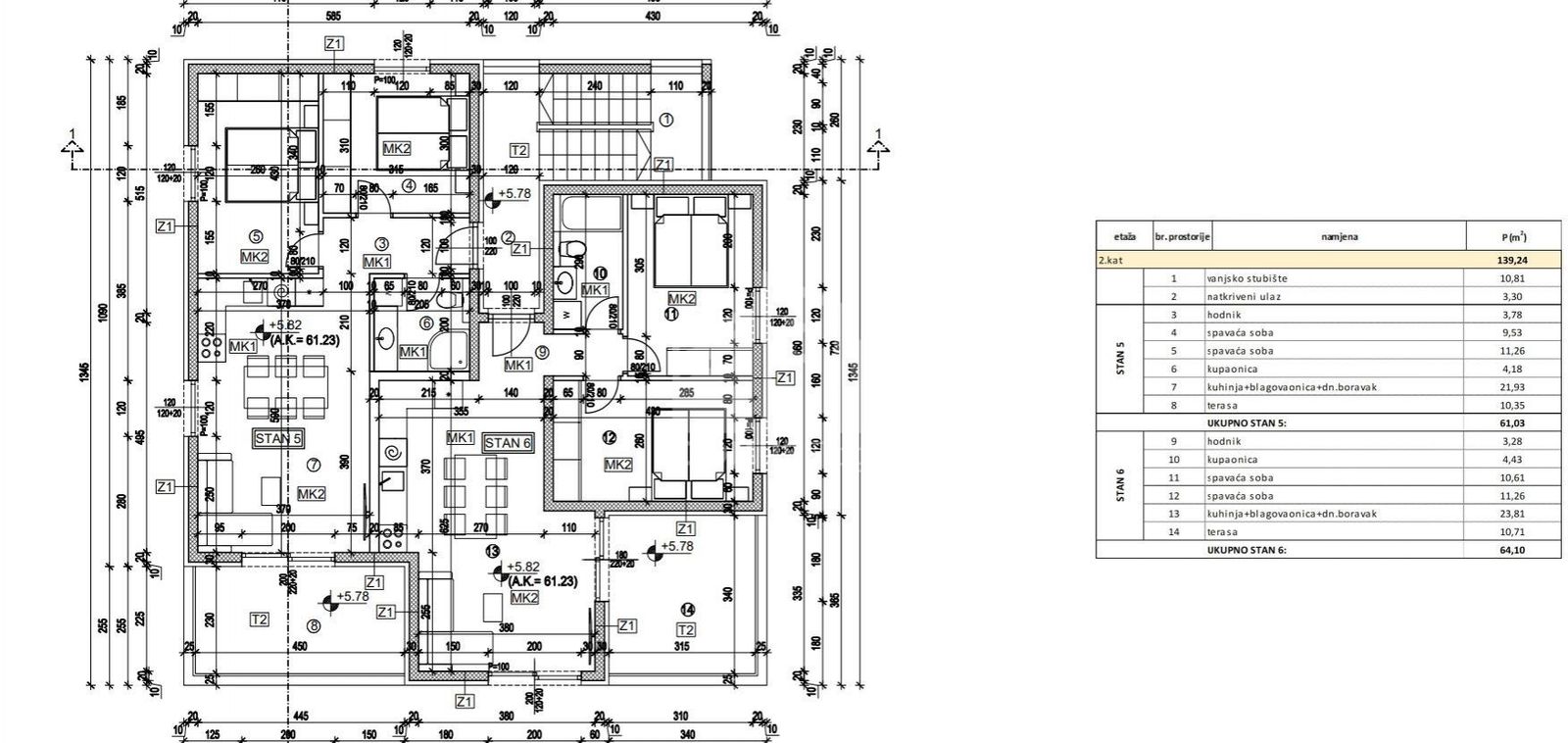 Wohnung zum Kauf 175.000 € 2 Zimmer 65 m²<br/>Wohnfläche 2.<br/>Geschoss Trogir center