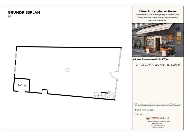 Ladenfläche zum Kauf 1.190.000 € 4 Zimmer 57,3 m² Verkaufsfläche Wien 1010