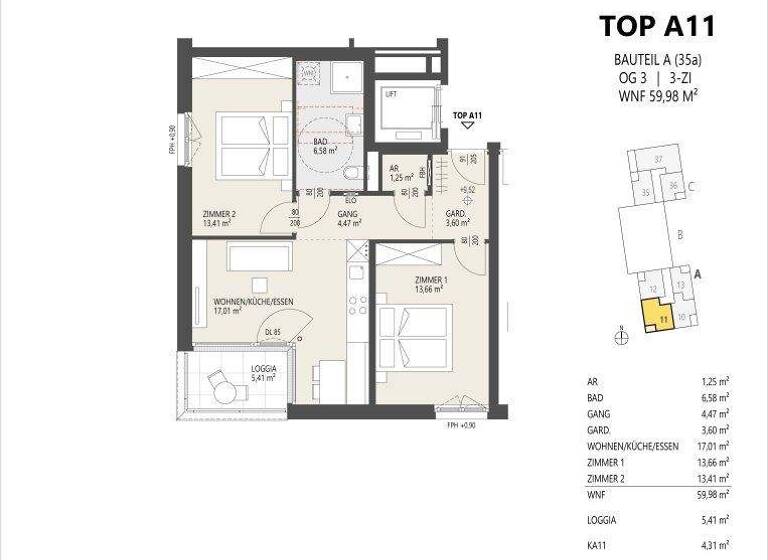 Wohnung zum Kauf - Erstbezug 546.000 € 3 Zimmer 60 m² Schützenstraße 35 Arzl Innsbruck 6020