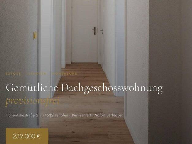 Wohnung zum Kauf provisionsfrei 239.000 € 3,5 Zimmer 67,7 m² 2. Geschoss Ilshofen 74532