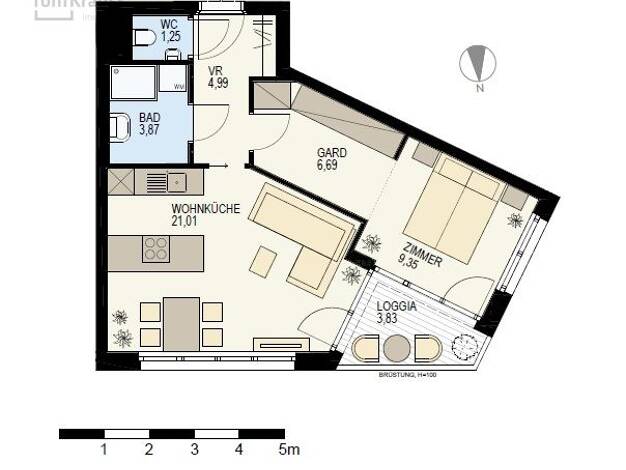 Wohnung zum Kauf - Neubau 298.900 € 2 Zimmer 51 m² 2. Geschoss Floridsdorf 1210