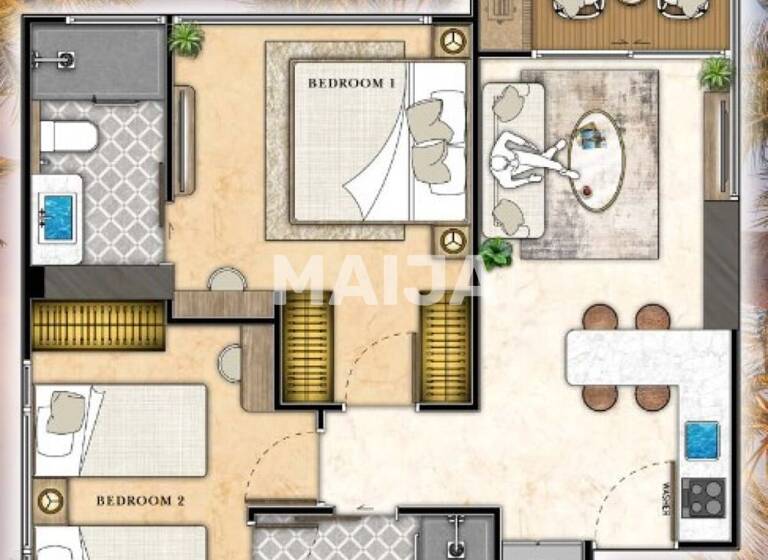 Studio zum Kauf 185.673 € 3 Zimmer 57 m² 12. Geschoss Chaiyapruek Rd Pattaya 20150