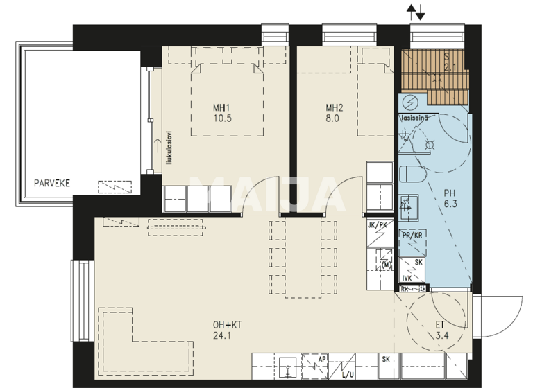 Studio zum Kauf 273.000 € 3 Zimmer 56 m² 4. Geschoss Torikatu 26 Joensuu 80100