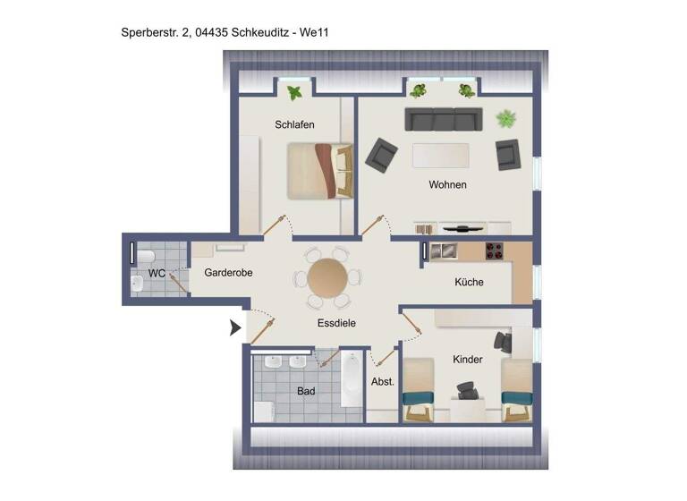 Wohnung zum Kauf 130.000 € 3 Zimmer 80,3 m² 3. Geschoss Sperberstraße 2 Dölzig Schkeuditz 04435