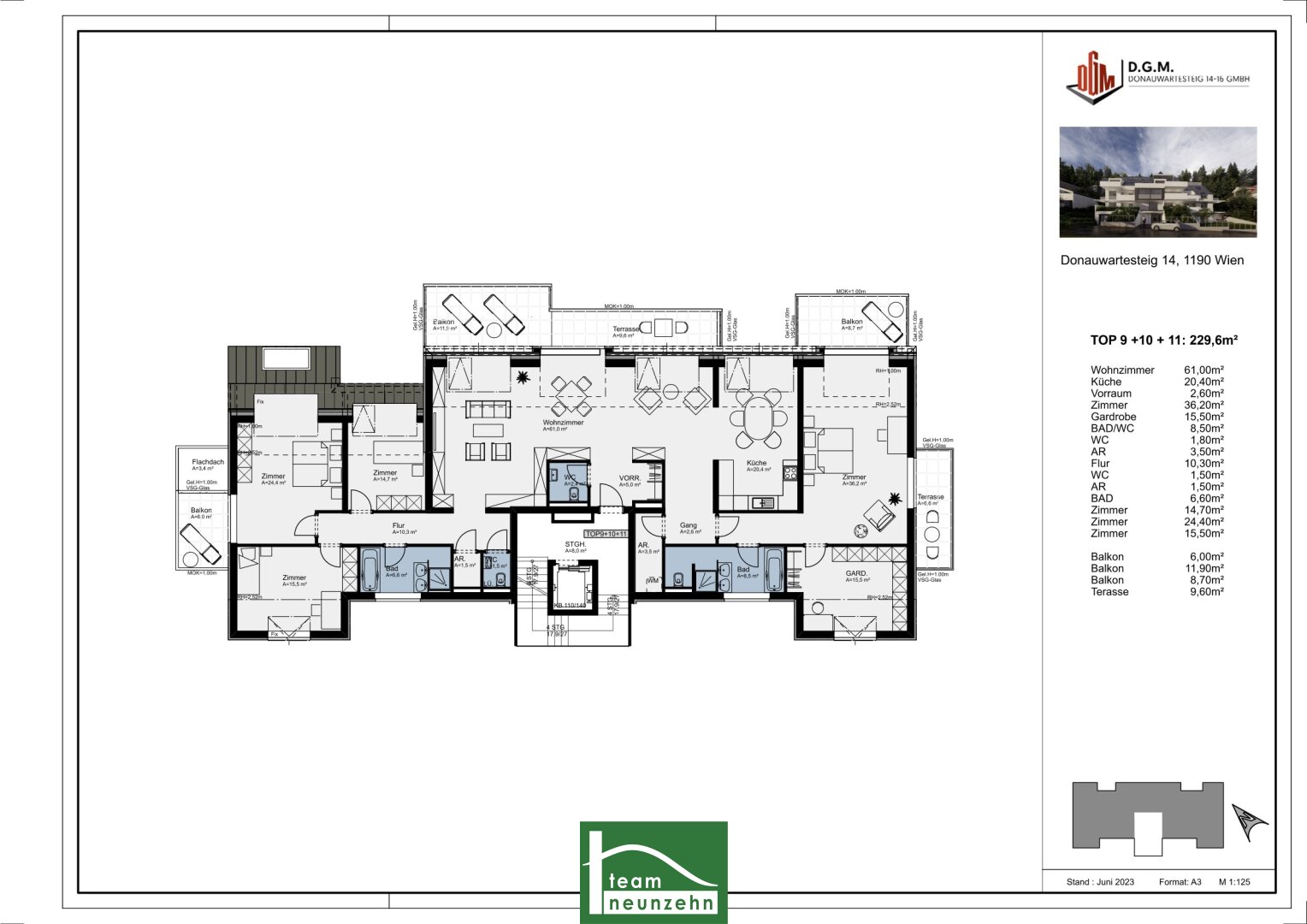 Wohnung zum Kauf 1.920.000 € 6 Zimmer 230,8 m²<br/>Wohnfläche 2.<br/>Geschoss Donauwartesteig 14 Wien 1190