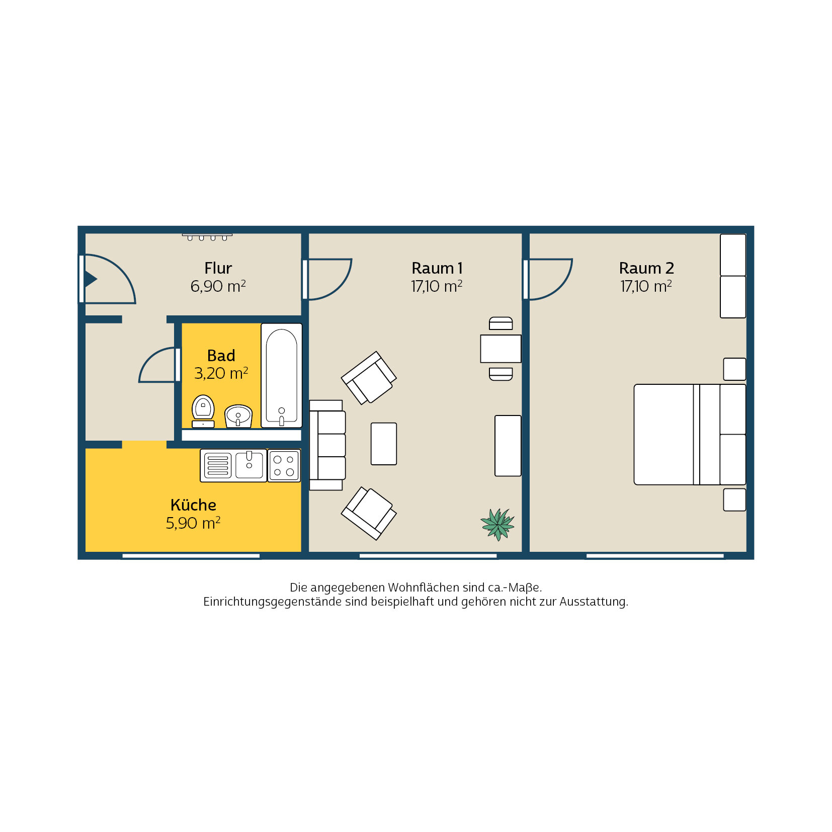 Wohnung zur Miete 308 € 2 Zimmer 50,5 m²<br/>Wohnfläche 1.<br/>Geschoss Hans-Beimler-Str. 1 Möckern Leipzig 04159