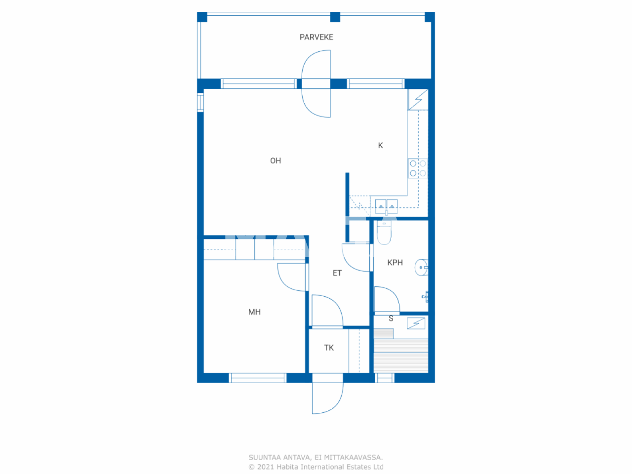 Wohnung zum Kauf 75.000 € 2 Zimmer 45,5 m²<br/>Wohnfläche 2.<br/>Geschoss Näretie 3 Oulu 90650