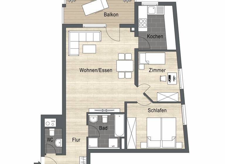 Wohnung zum Kauf 290.000 € 3 Zimmer 80 m²<br/>Wohnfläche 2.<br/>Geschoss Lauffen am Neckar 74348