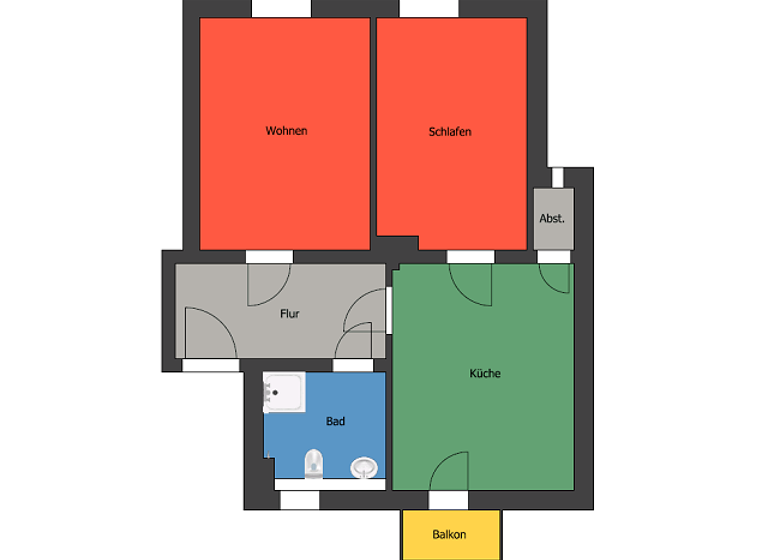 Wohnung zur Miete 361 € 2 Zimmer 55,5 m²<br/>Wohnfläche 2.<br/>Geschoss ab sofort<br/>Verfügbarkeit Leschnerstraße 7 Meißen Meißen 01662